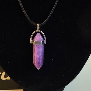 NWOT Purple Amethyst Pendant on Black Cord